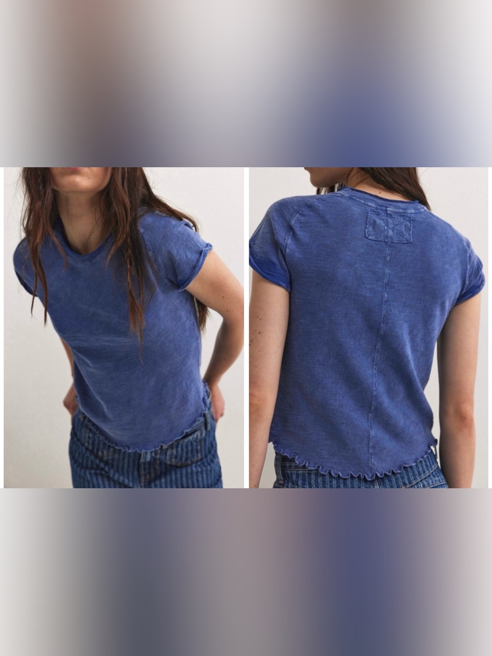NWOT Free People We the Free Be my Baby Tee - Rinsed Cobalt navy blue - Large
